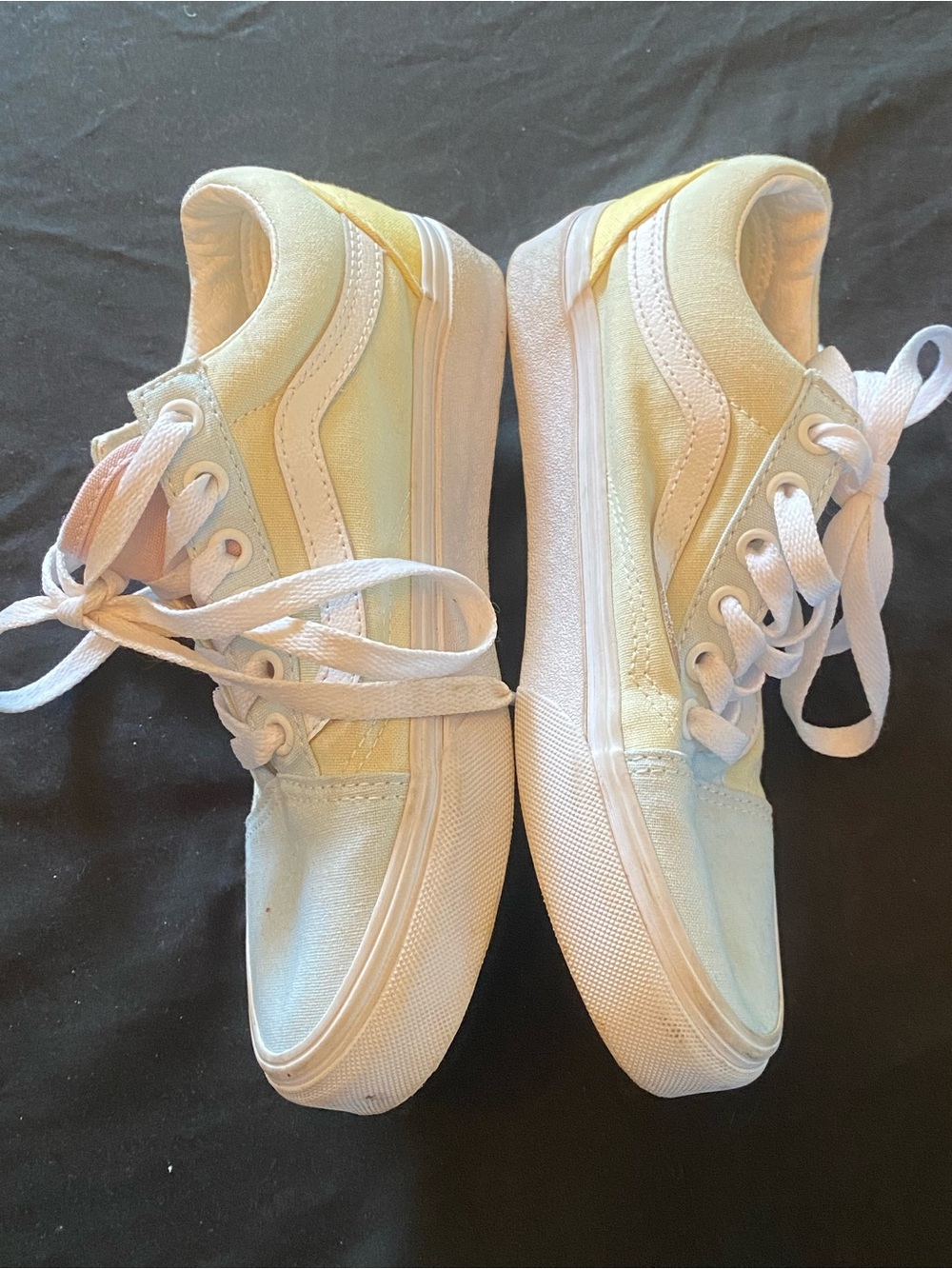 Vans Low-Top Canvas Sneakers in Pastel Yellow and White